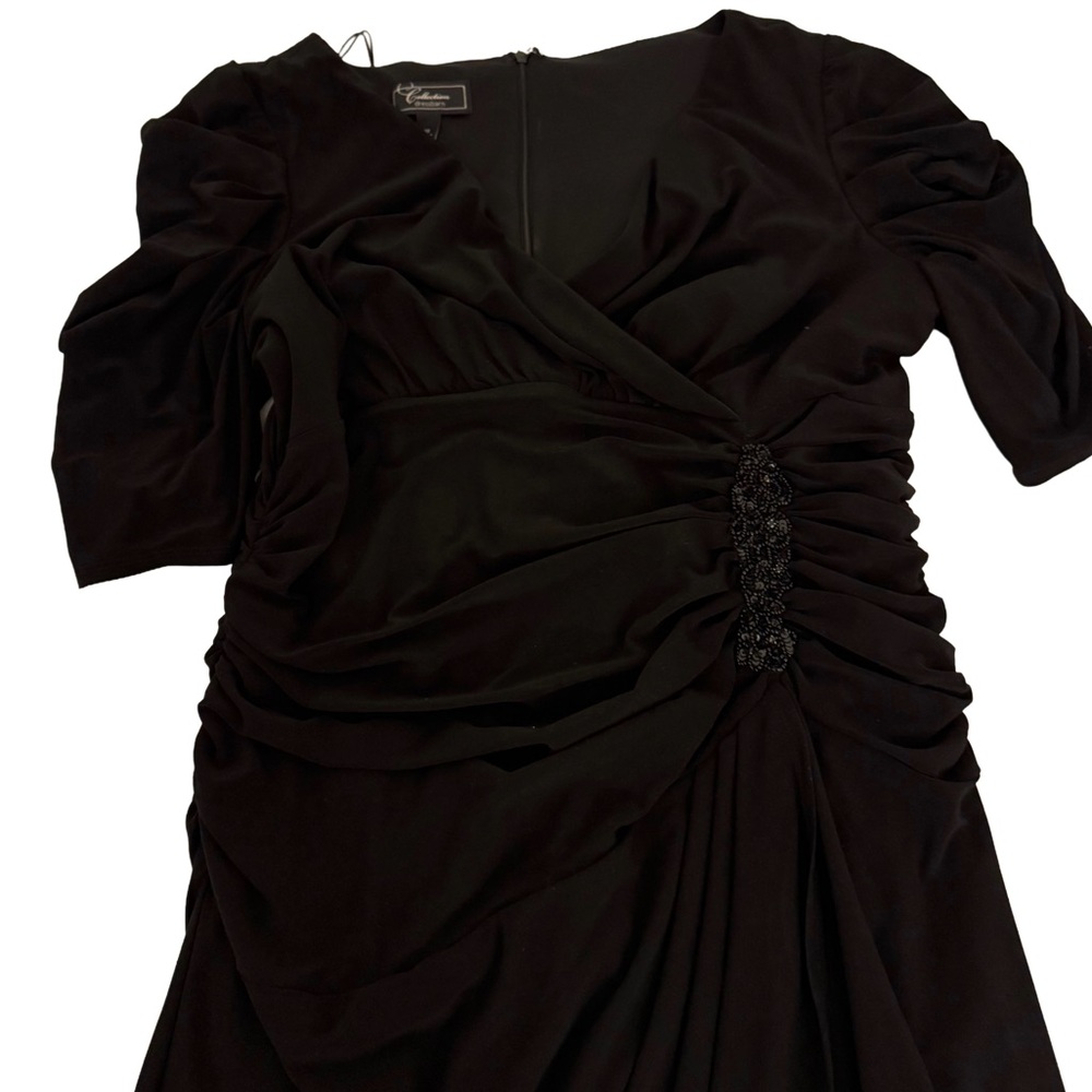 Dressbarn Chic Black Ruched Long Sleeve Dress